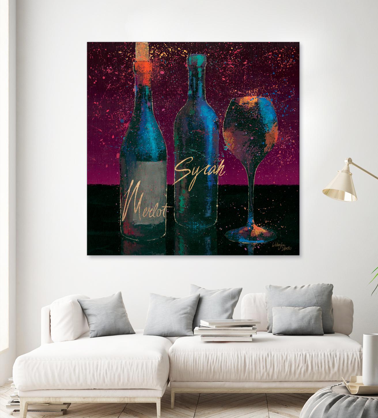 Wine Splash Dark III by Wellington Studio on GIANT ART - blue fruit-food-drink