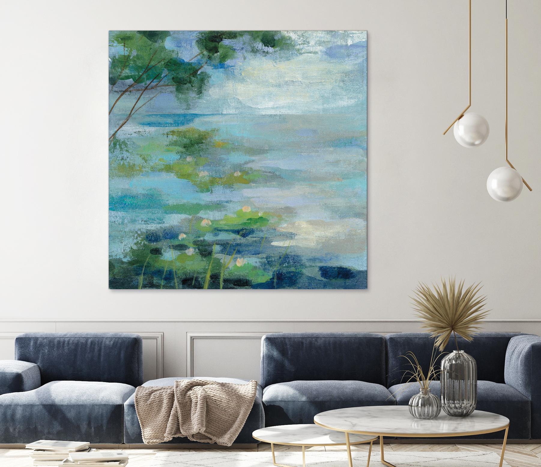 Lily Pond I by Silvia Vassileva on GIANT ART - blue landscape