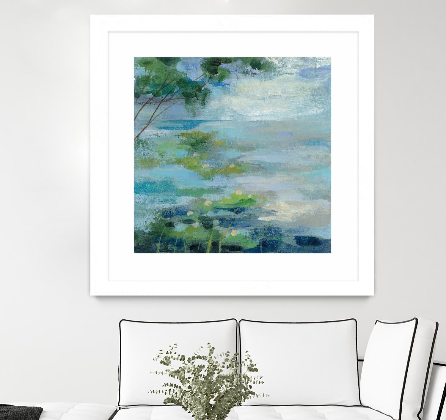 Lily Pond I by Silvia Vassileva on GIANT ART - blue landscape
