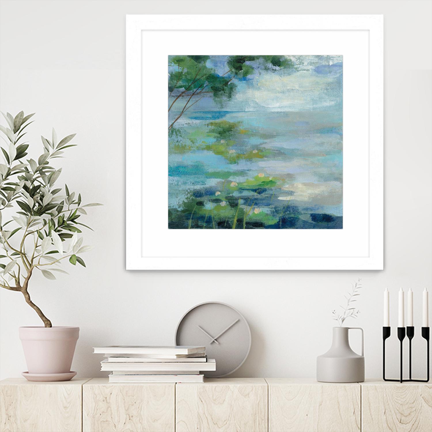 Lily Pond I by Silvia Vassileva on GIANT ART - blue landscape