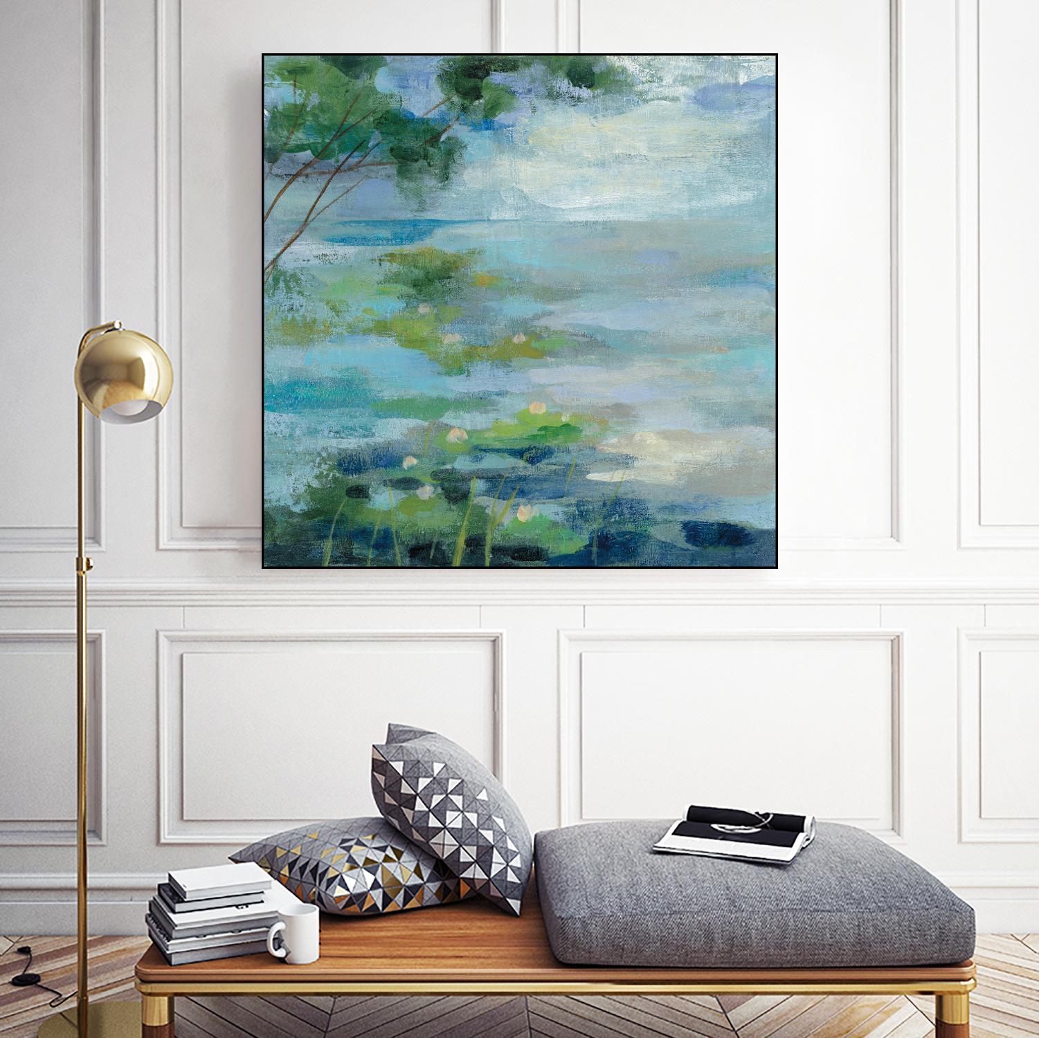 Lily Pond I by Silvia Vassileva on GIANT ART - blue landscape