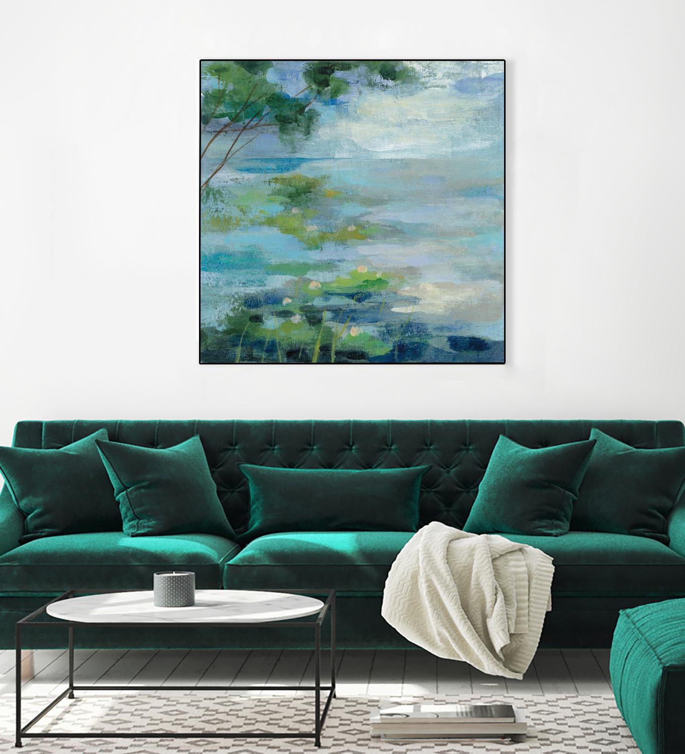 Lily Pond I by Silvia Vassileva on GIANT ART - blue landscape