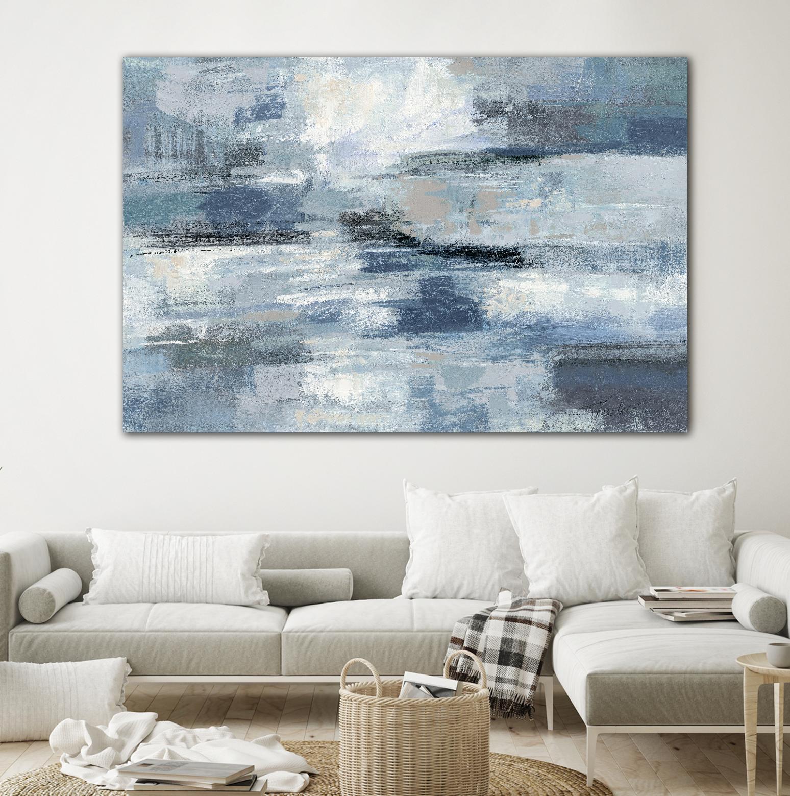 Clear Water Indigo and Gray by Silvia Vassileva on GIANT ART - white abstract