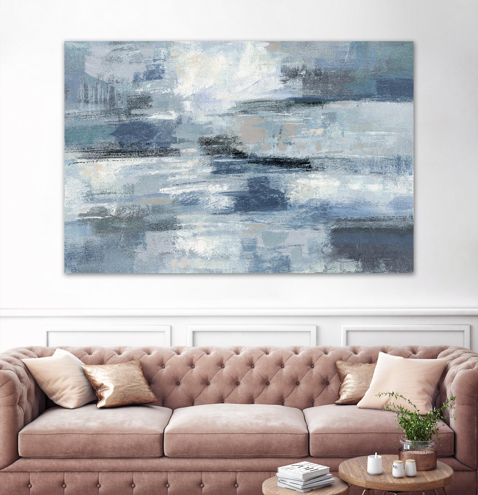 Clear Water Indigo and Gray by Silvia Vassileva on GIANT ART - white abstract