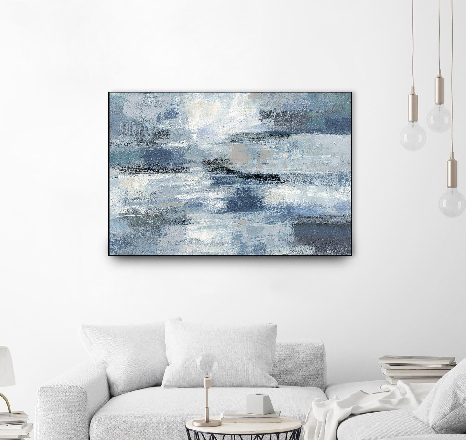 Clear Water Indigo and Gray by Silvia Vassileva on GIANT ART - white abstract