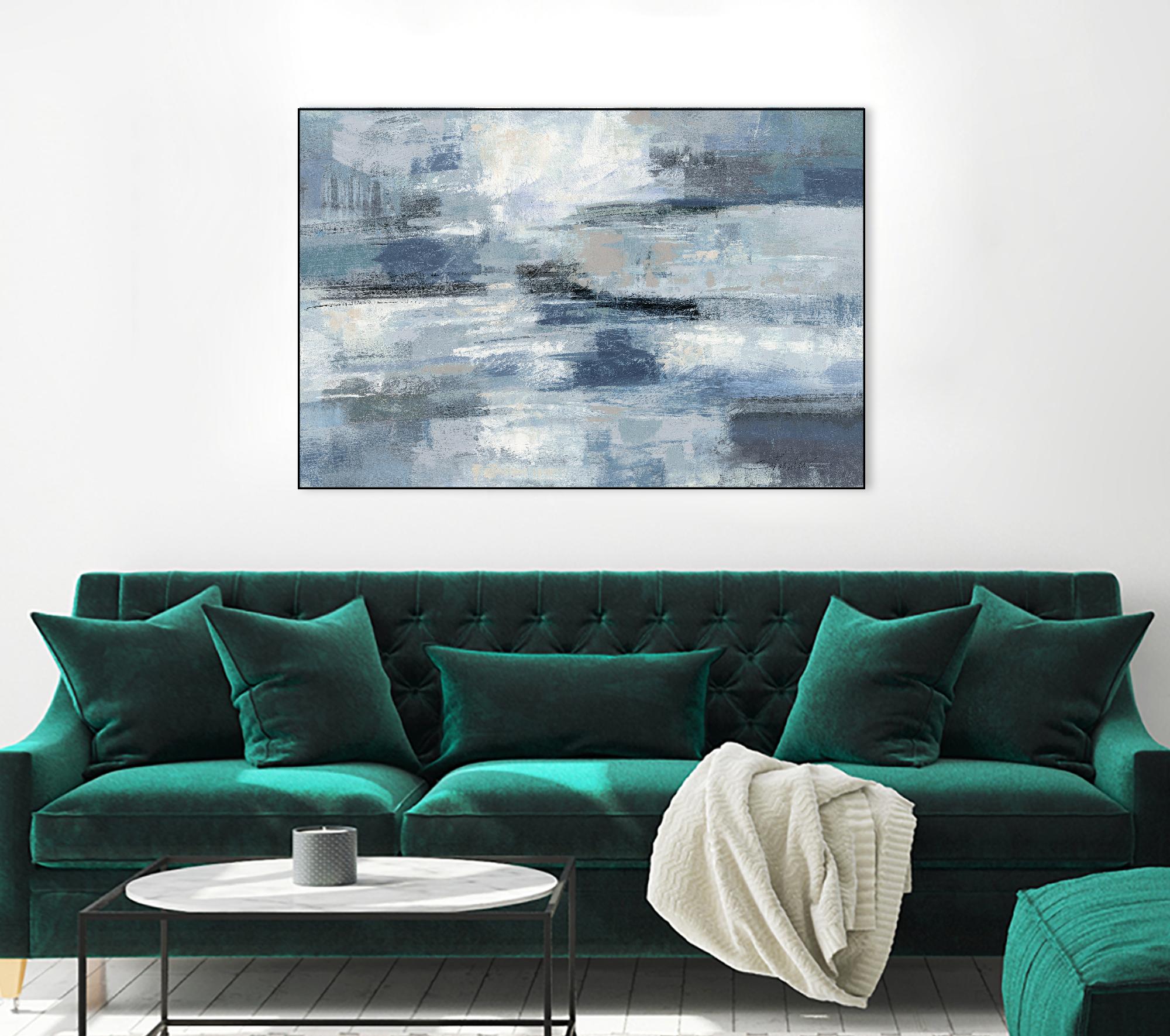 Clear Water Indigo and Gray by Silvia Vassileva on GIANT ART - white abstract