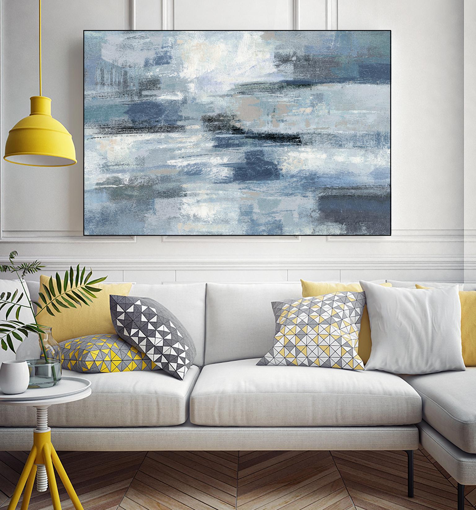 Clear Water Indigo and Gray by Silvia Vassileva on GIANT ART - white abstract