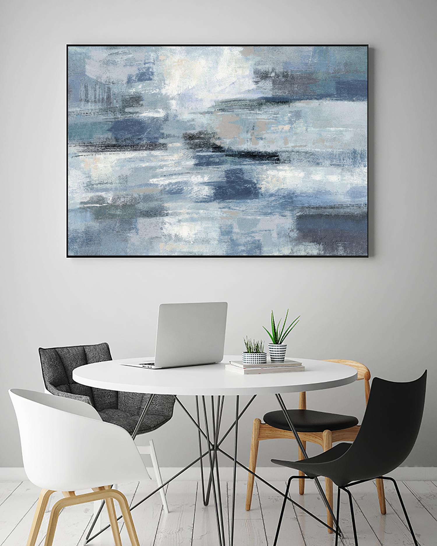 Clear Water Indigo and Gray by Silvia Vassileva on GIANT ART - white abstract