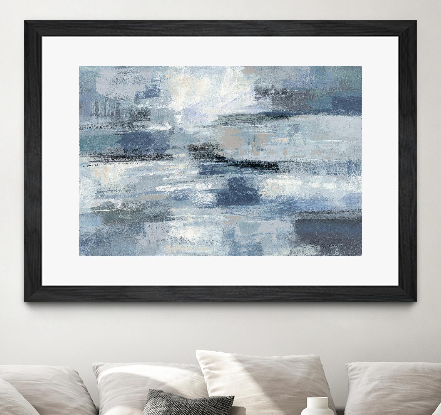Clear Water Indigo and Gray by Silvia Vassileva on GIANT ART - white abstract