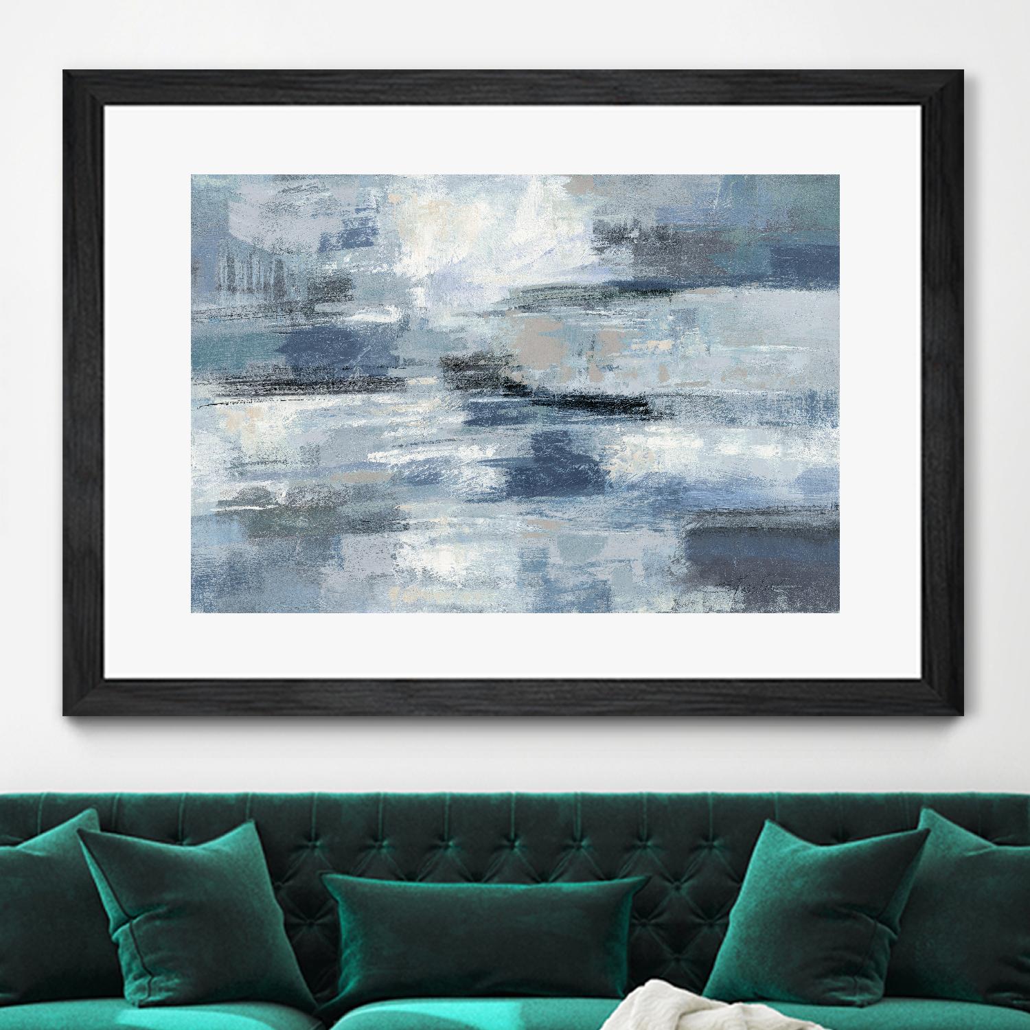 Clear Water Indigo and Gray by Silvia Vassileva on GIANT ART - white abstract