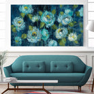 Indigo Mums by Silvia Vassileva on GIANT ART - turquoise floral