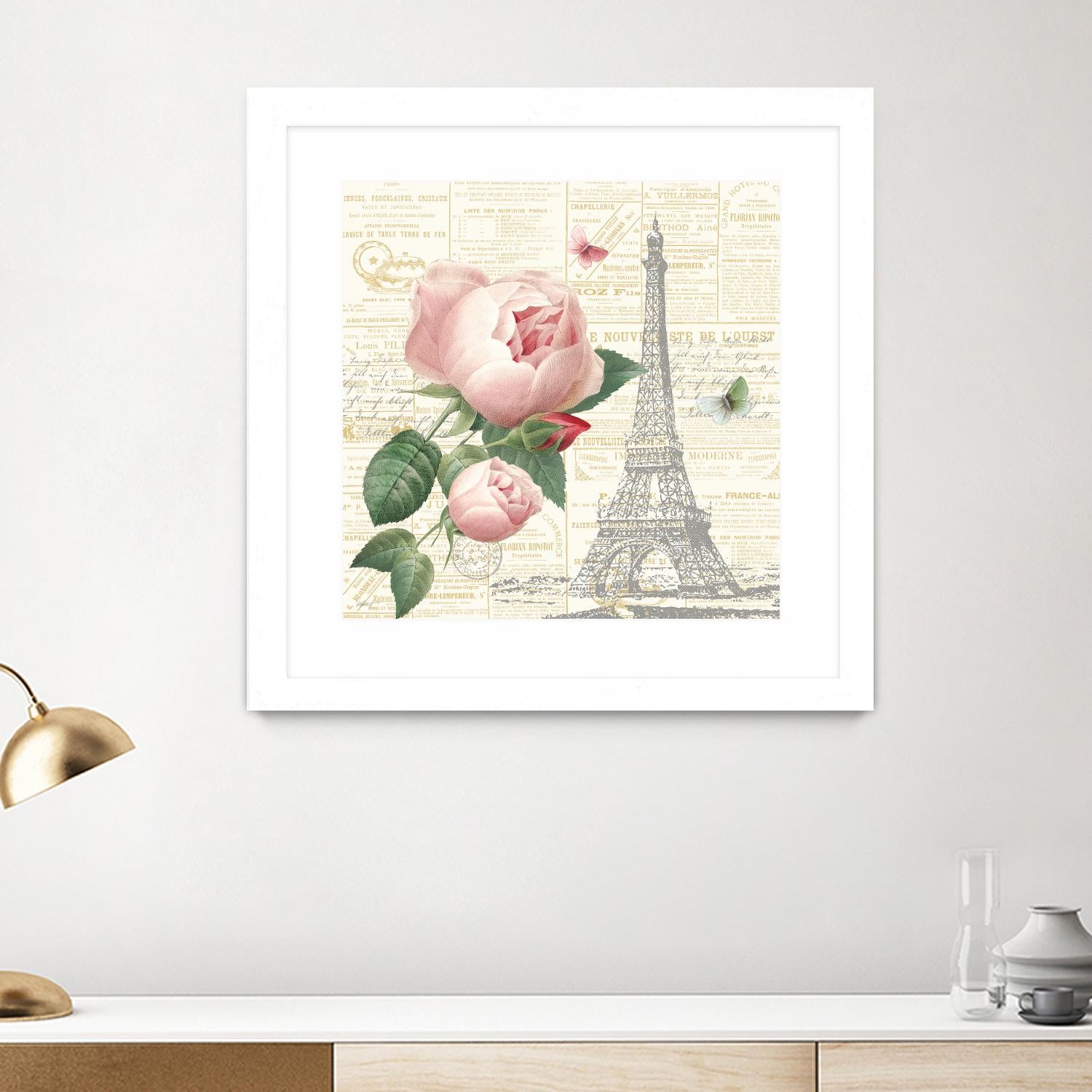 Roses in Paris IV by Katie Pertiet on GIANT ART - beige floral