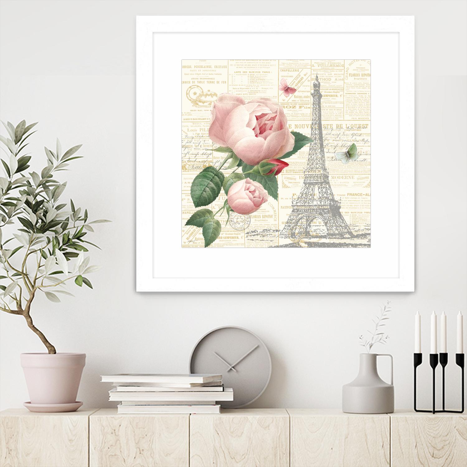 Roses in Paris IV by Katie Pertiet on GIANT ART - beige floral