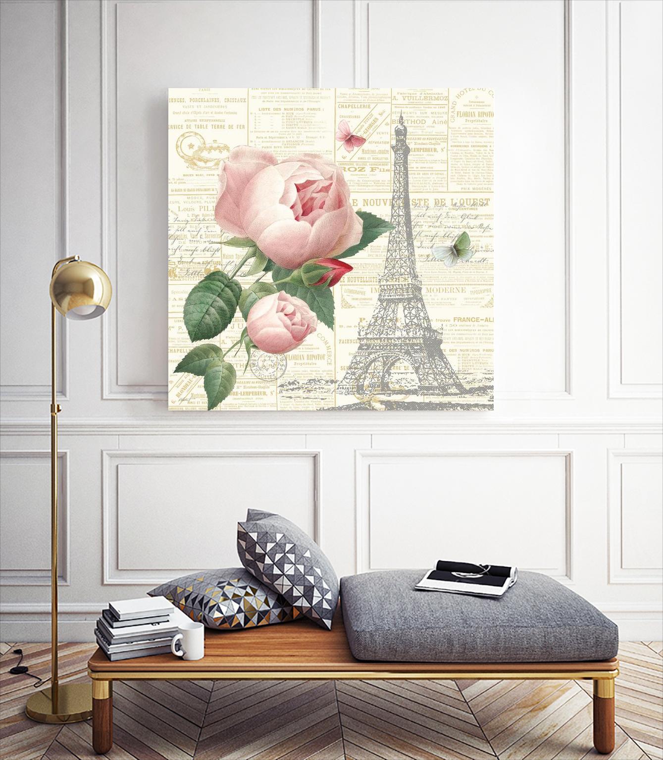 Roses in Paris IV by Katie Pertiet on GIANT ART - beige floral