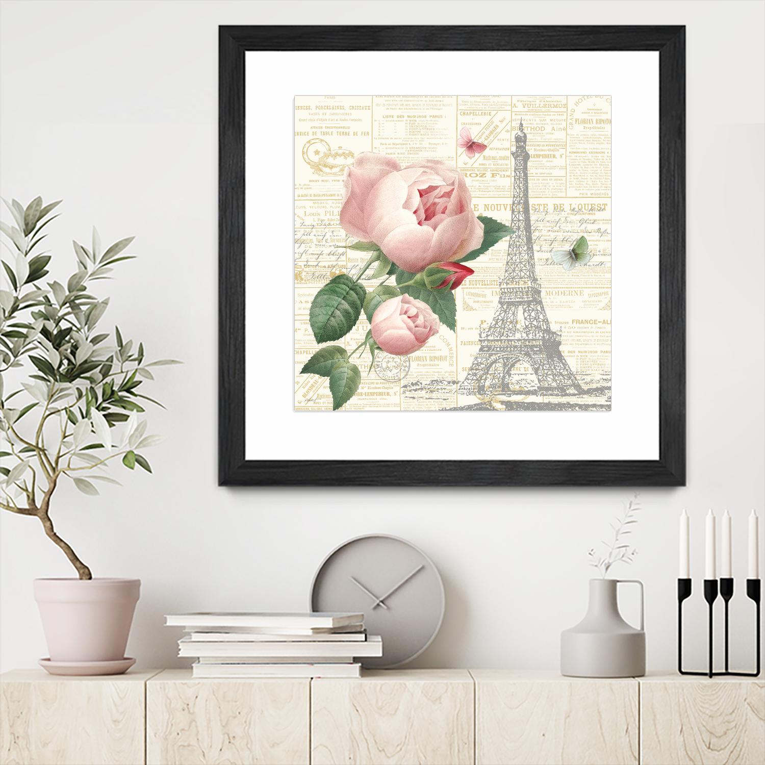 Roses in Paris IV by Katie Pertiet on GIANT ART - beige floral