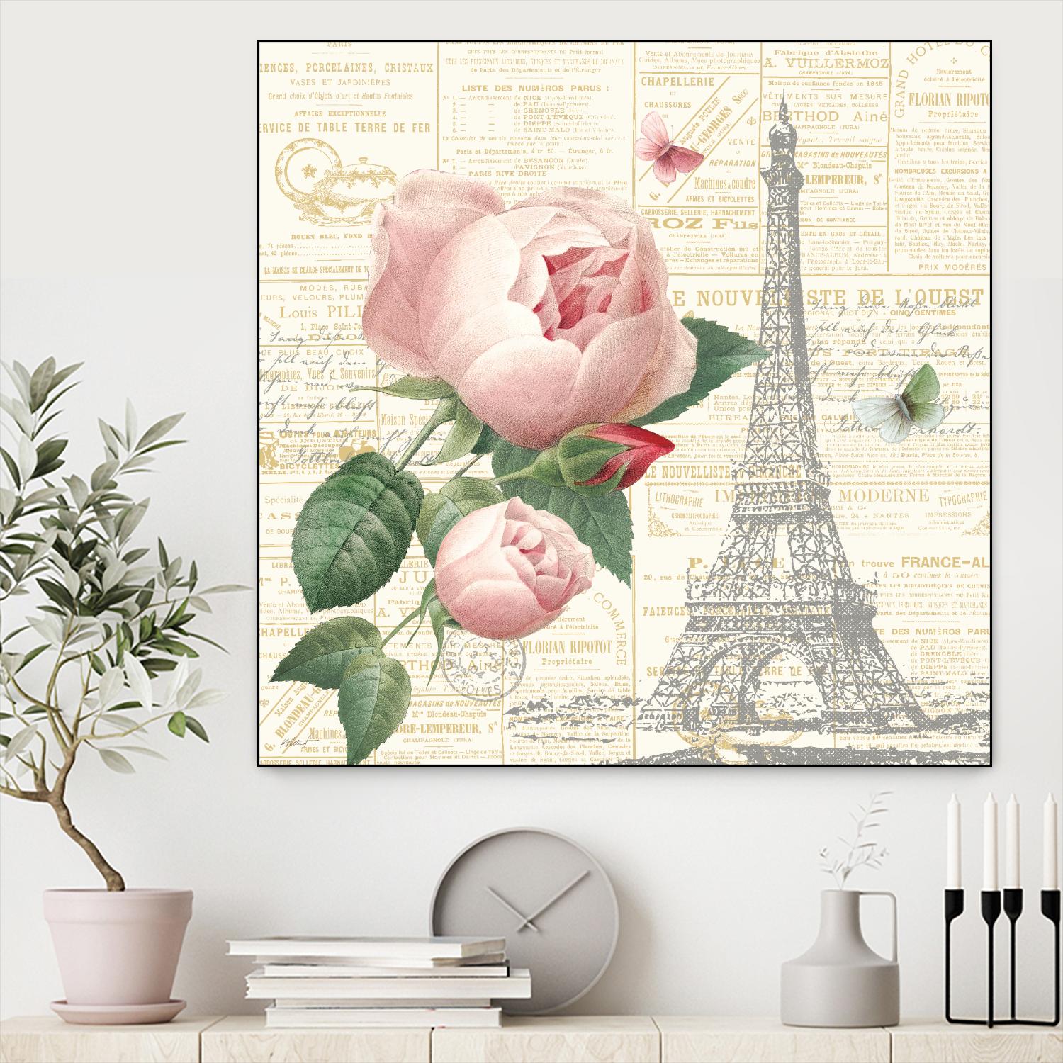 Roses in Paris IV by Katie Pertiet on GIANT ART - beige floral