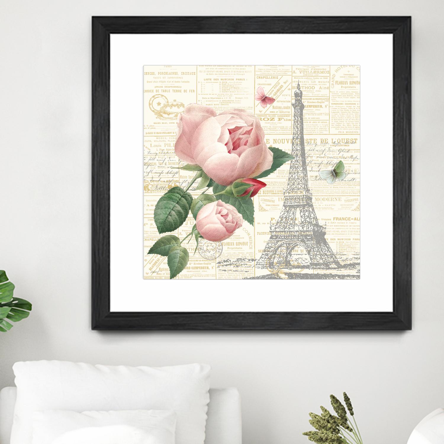 Roses in Paris IV by Katie Pertiet on GIANT ART - beige floral