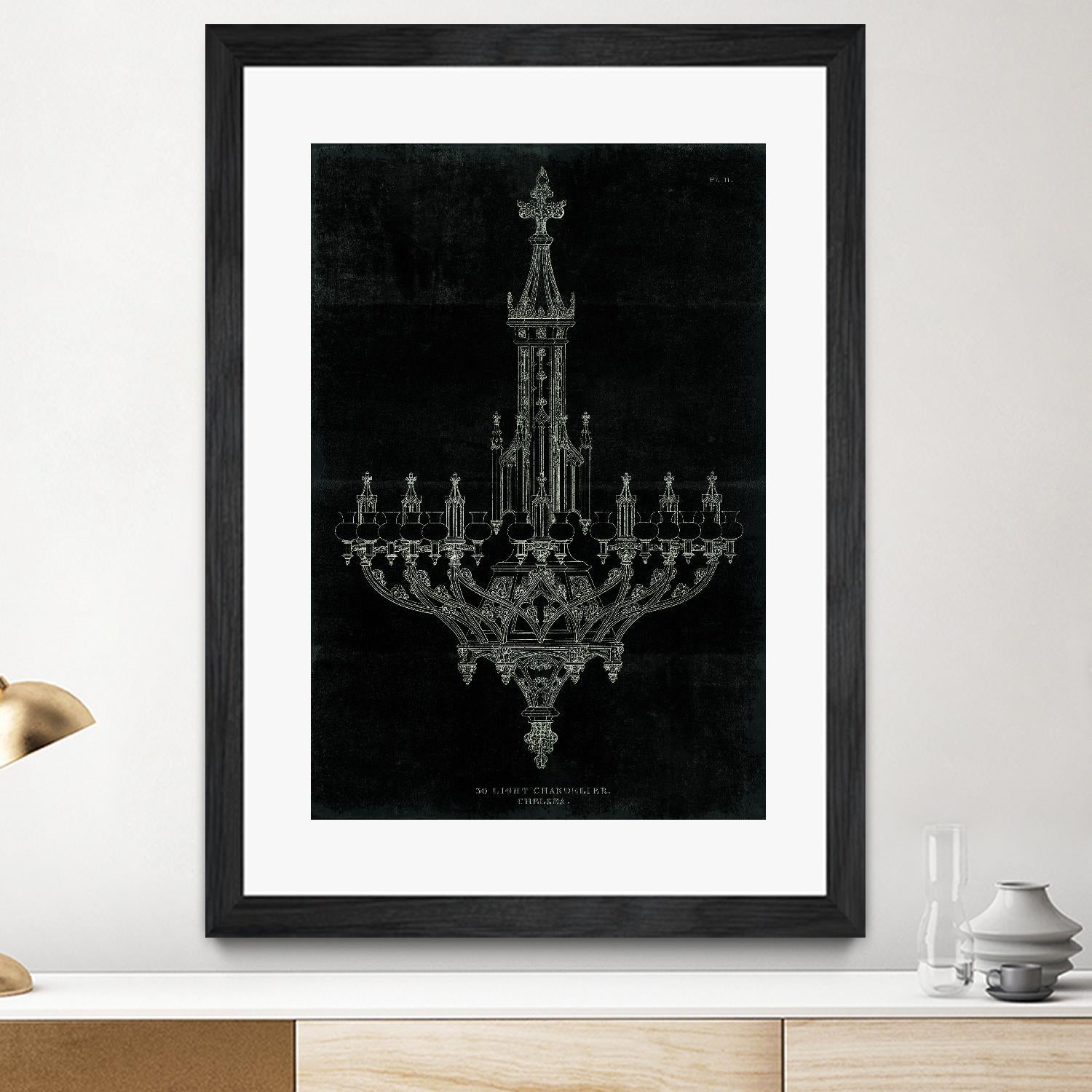 Ornamental Metal Work Chandelier by Portfolio on GIANT ART - grey interior