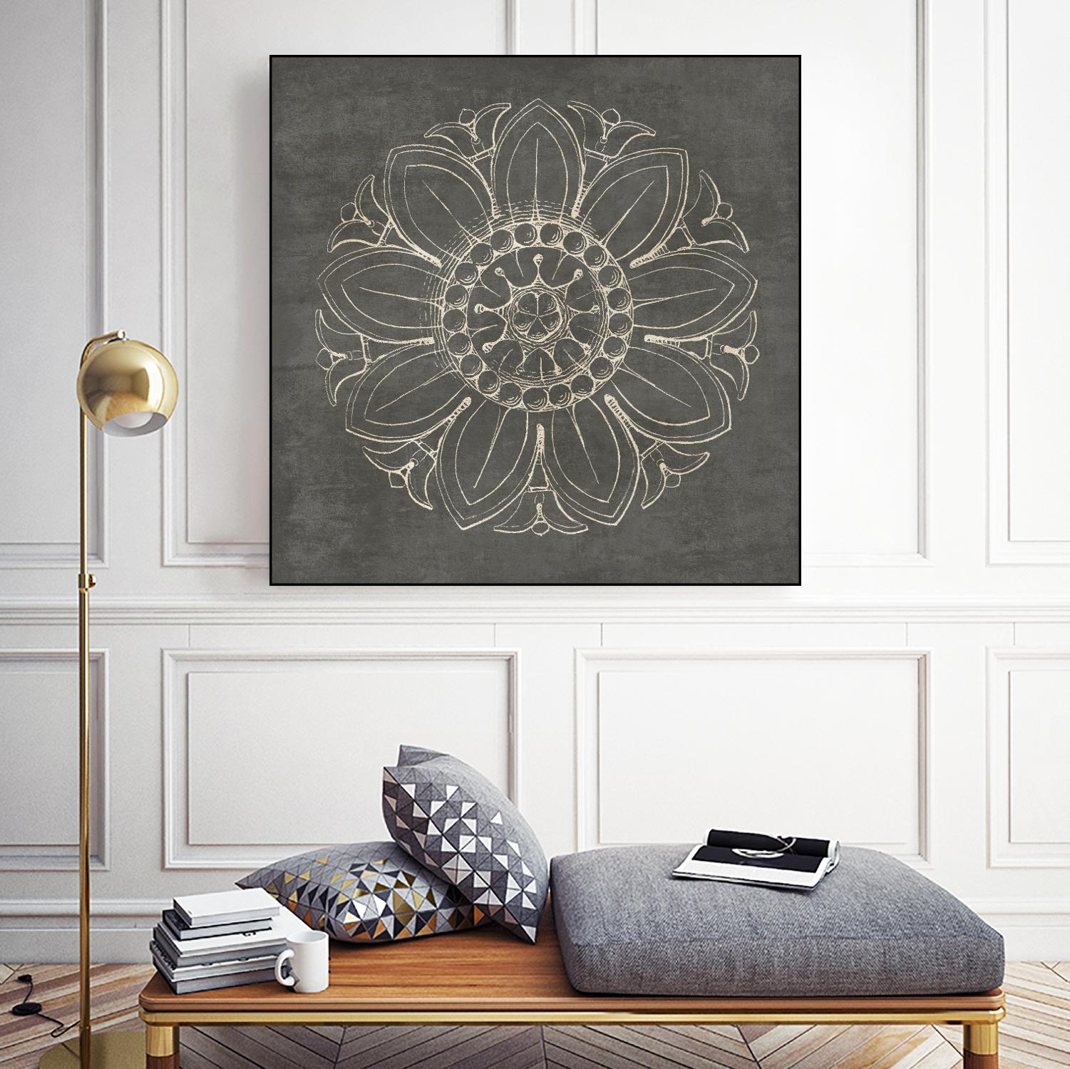Rosette VII Gray by Portfolio on GIANT ART - grey contemporary