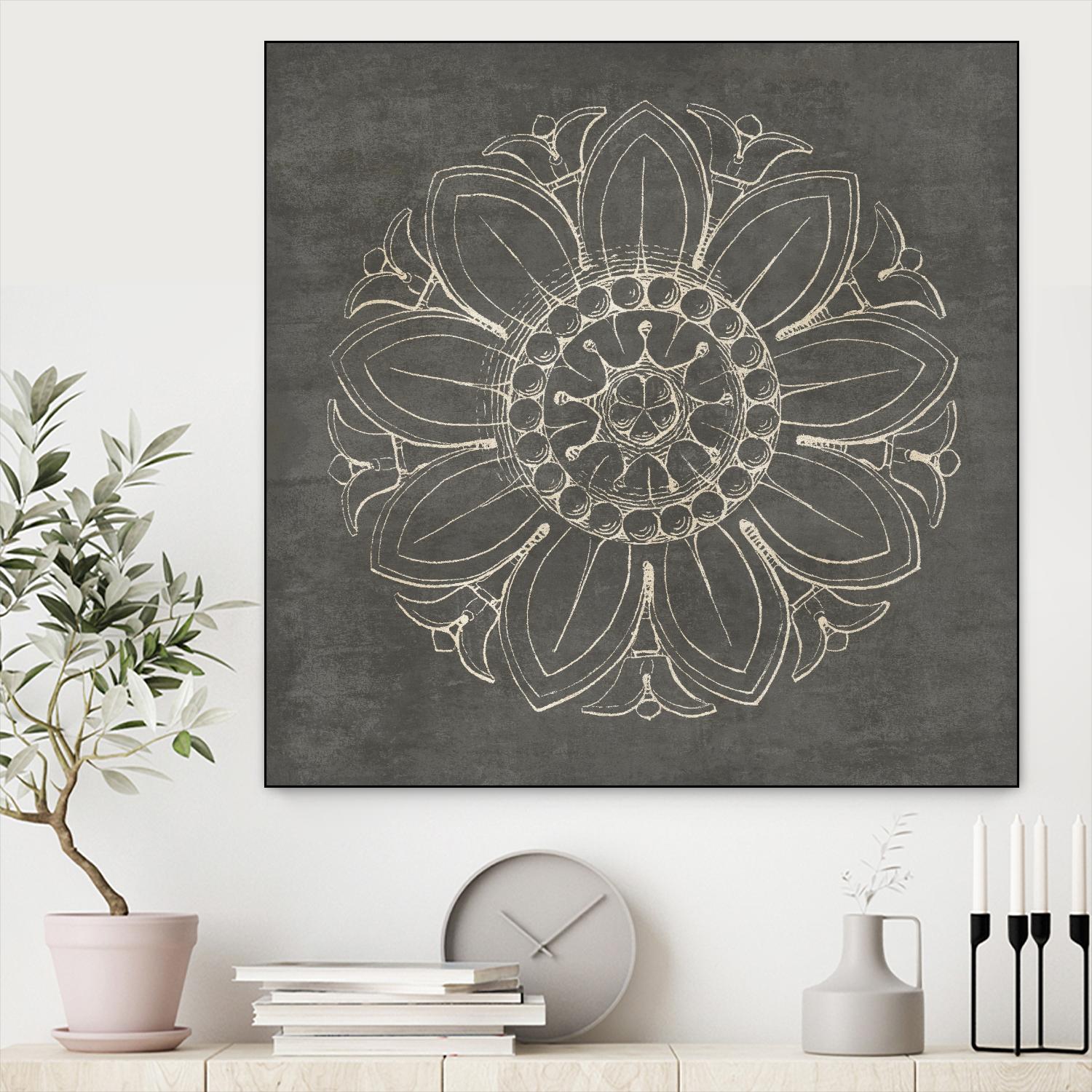Rosette VII Gray by Portfolio on GIANT ART - grey contemporary