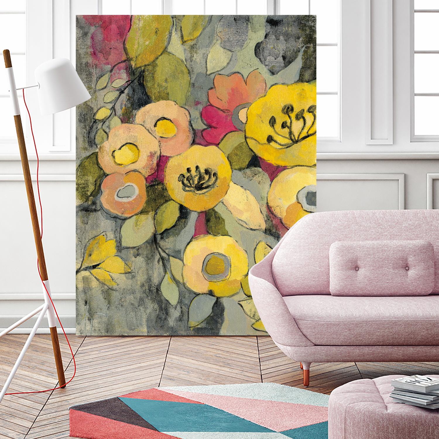 Yellow Floral Duo II by Silvia Vassileva on GIANT ART - grey floral