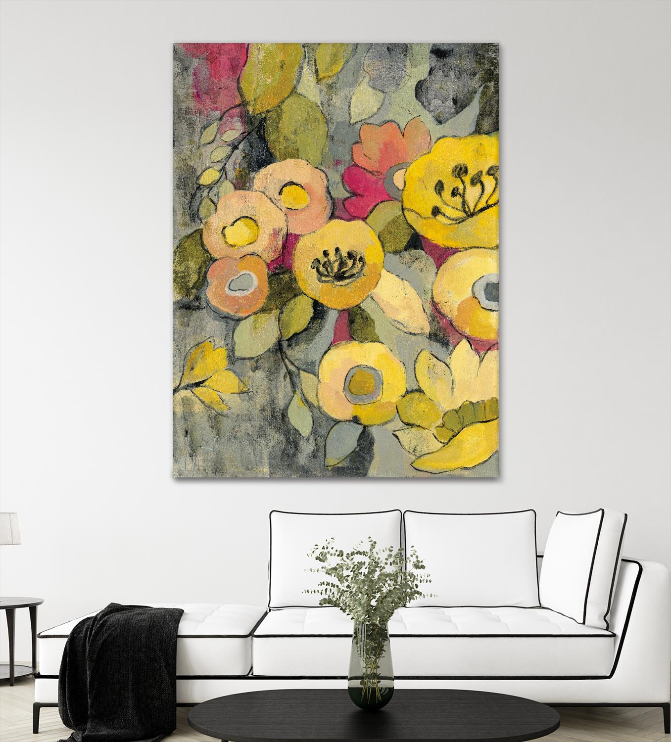 Yellow Floral Duo II by Silvia Vassileva on GIANT ART - grey floral