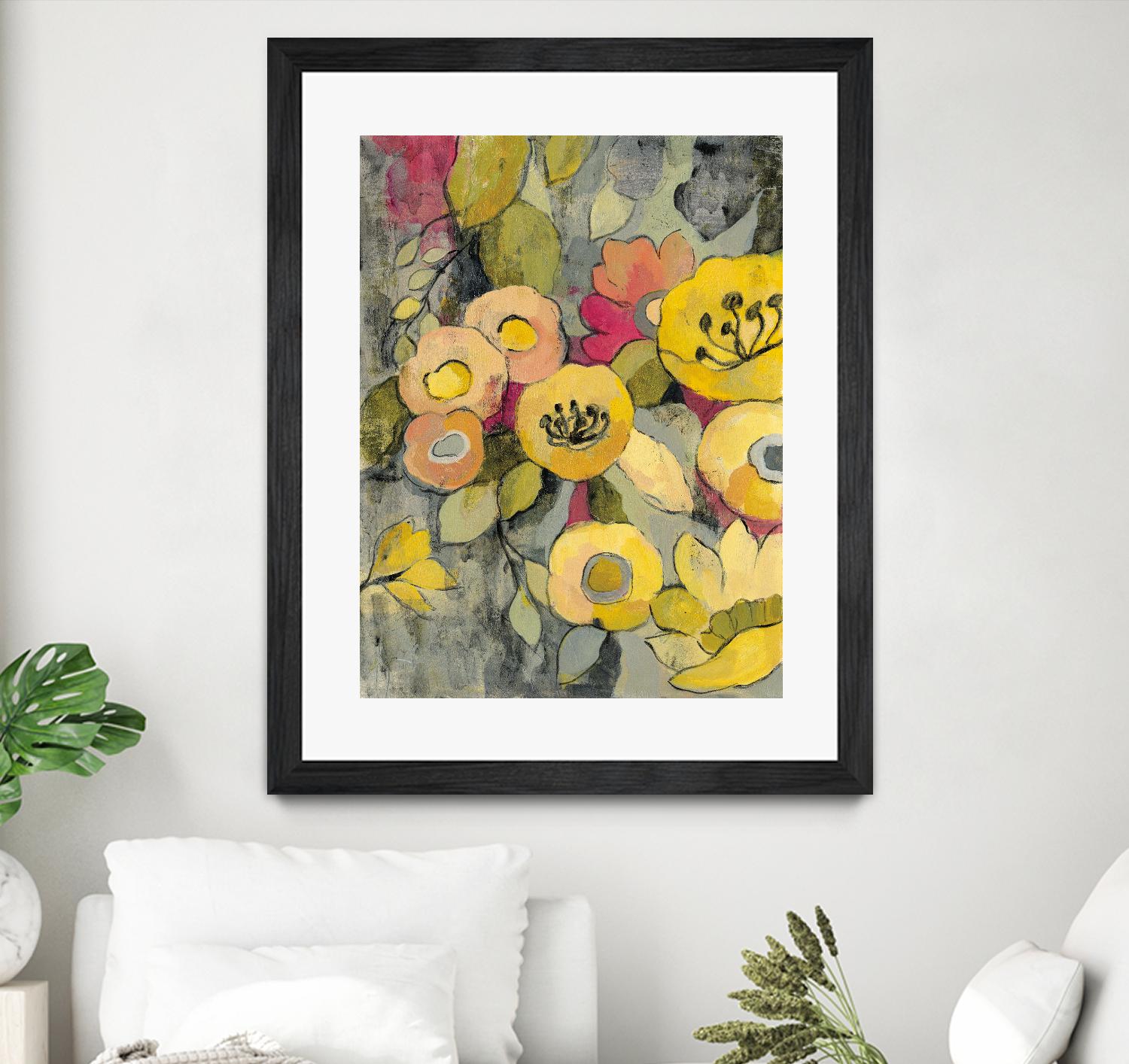 Yellow Floral Duo II by Silvia Vassileva on GIANT ART - grey floral
