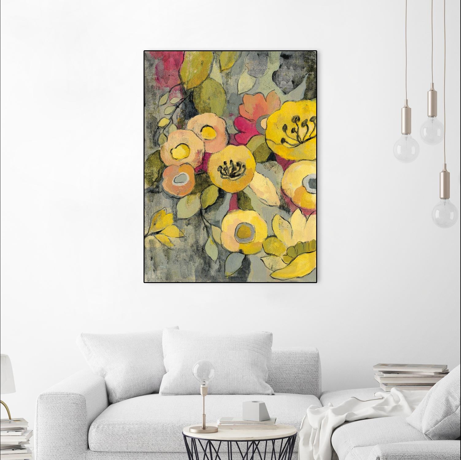 Yellow Floral Duo II by Silvia Vassileva on GIANT ART - grey floral
