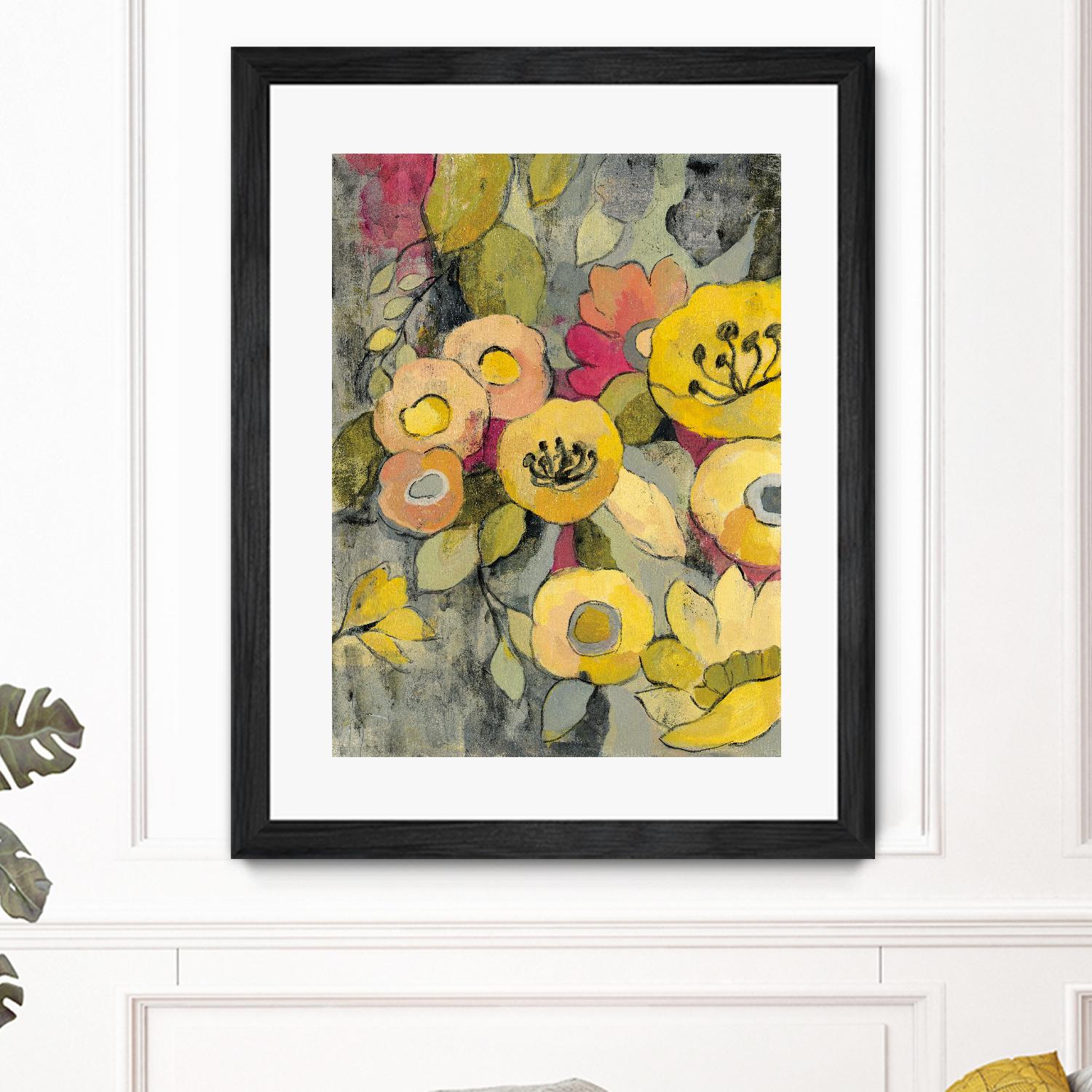Yellow Floral Duo II by Silvia Vassileva on GIANT ART - grey floral