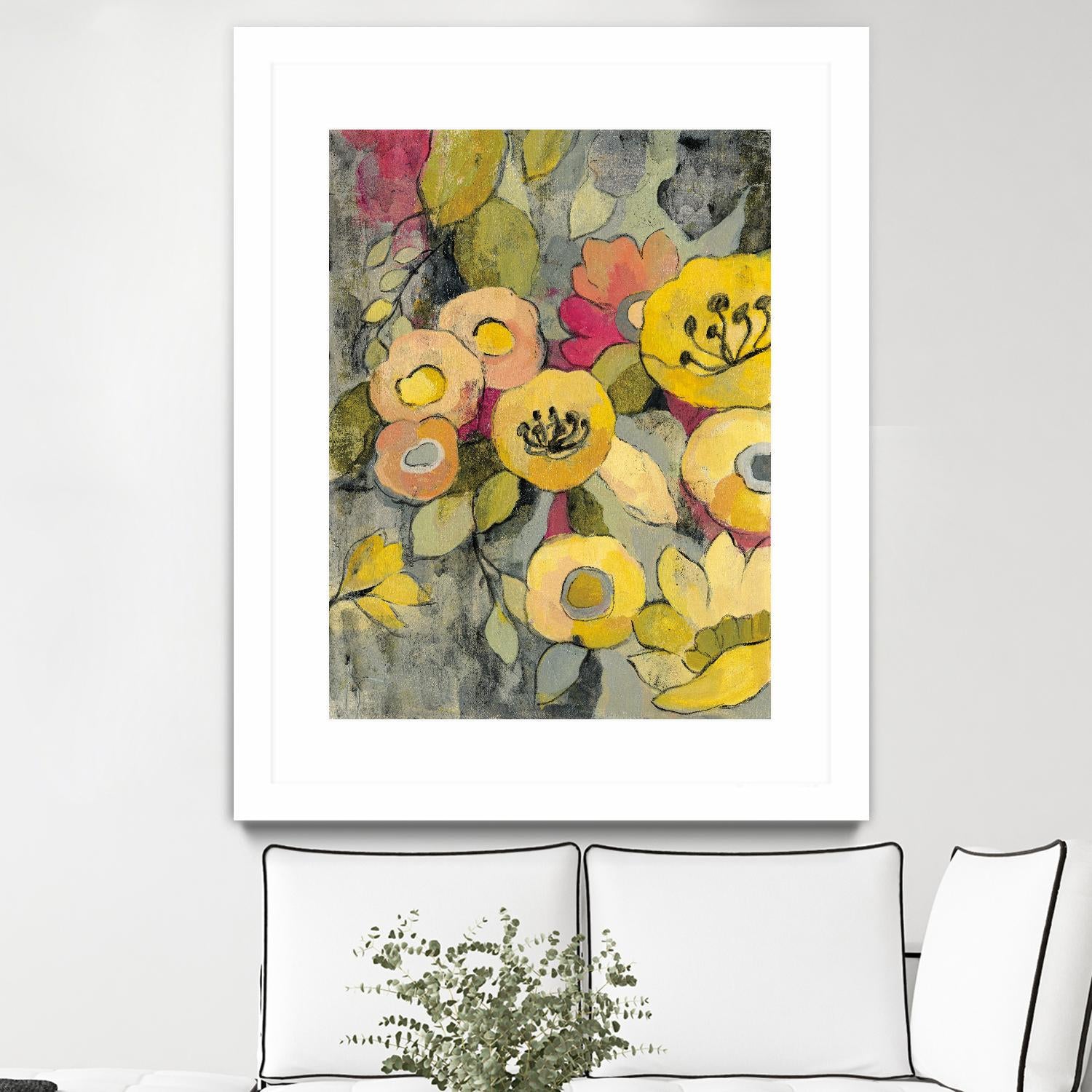 Yellow Floral Duo II by Silvia Vassileva on GIANT ART - grey floral