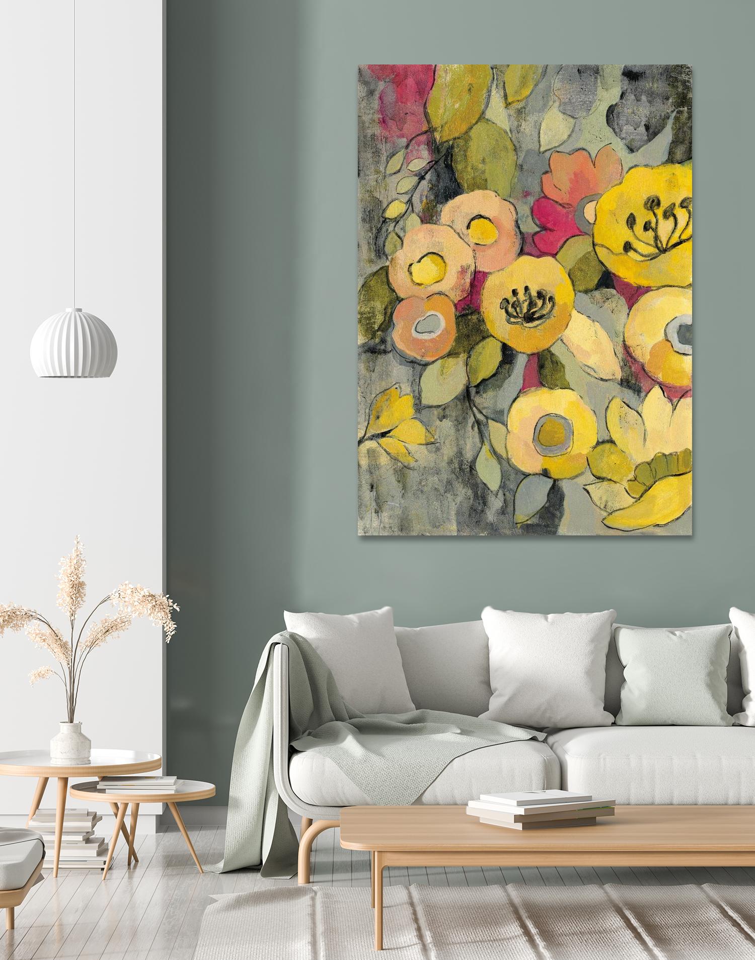 Yellow Floral Duo II by Silvia Vassileva on GIANT ART - grey floral