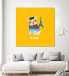 Good Dogs French Bulldog Bright by Moira Hershey on GIANT ART - blue animals