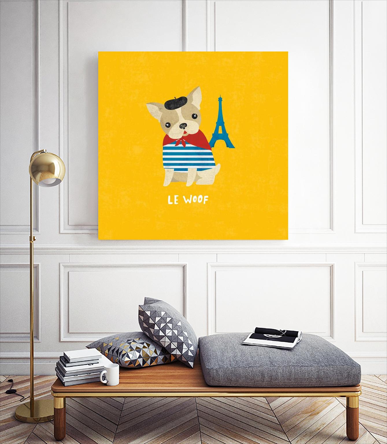 Good Dogs French Bulldog Bright by Moira Hershey on GIANT ART - blue animals