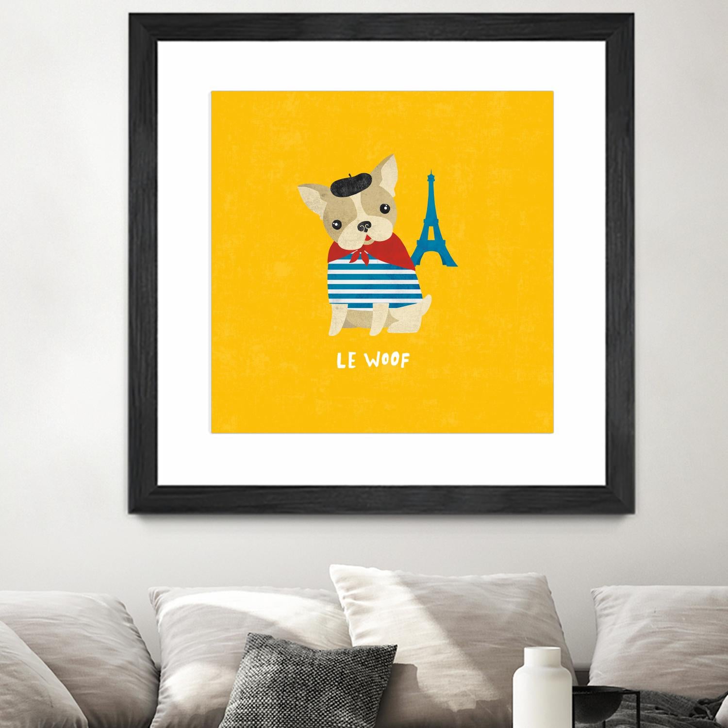 Good Dogs French Bulldog Bright by Moira Hershey on GIANT ART - blue animals