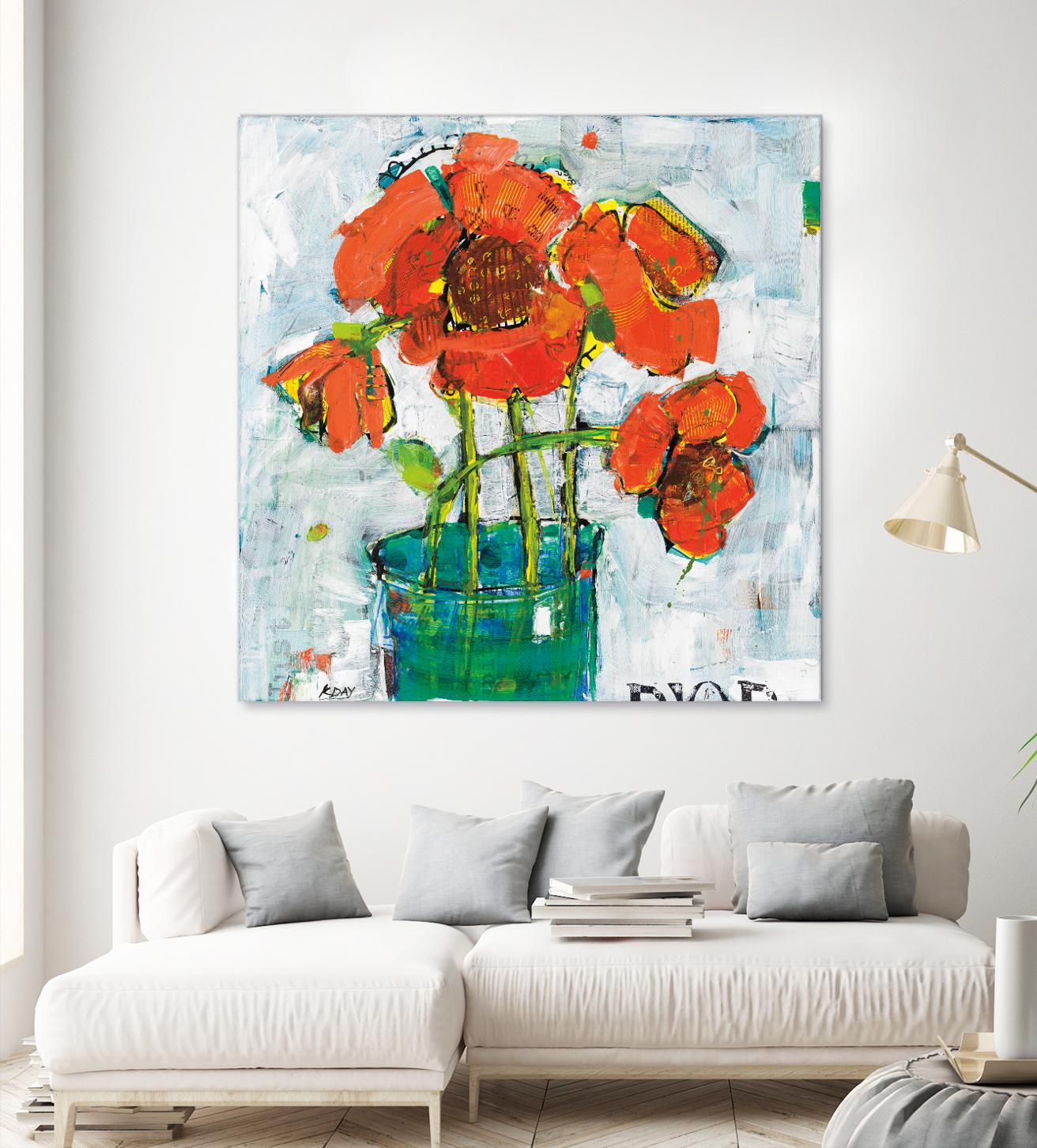 POP Original by Kellie Day on GIANT ART - turquoise floral