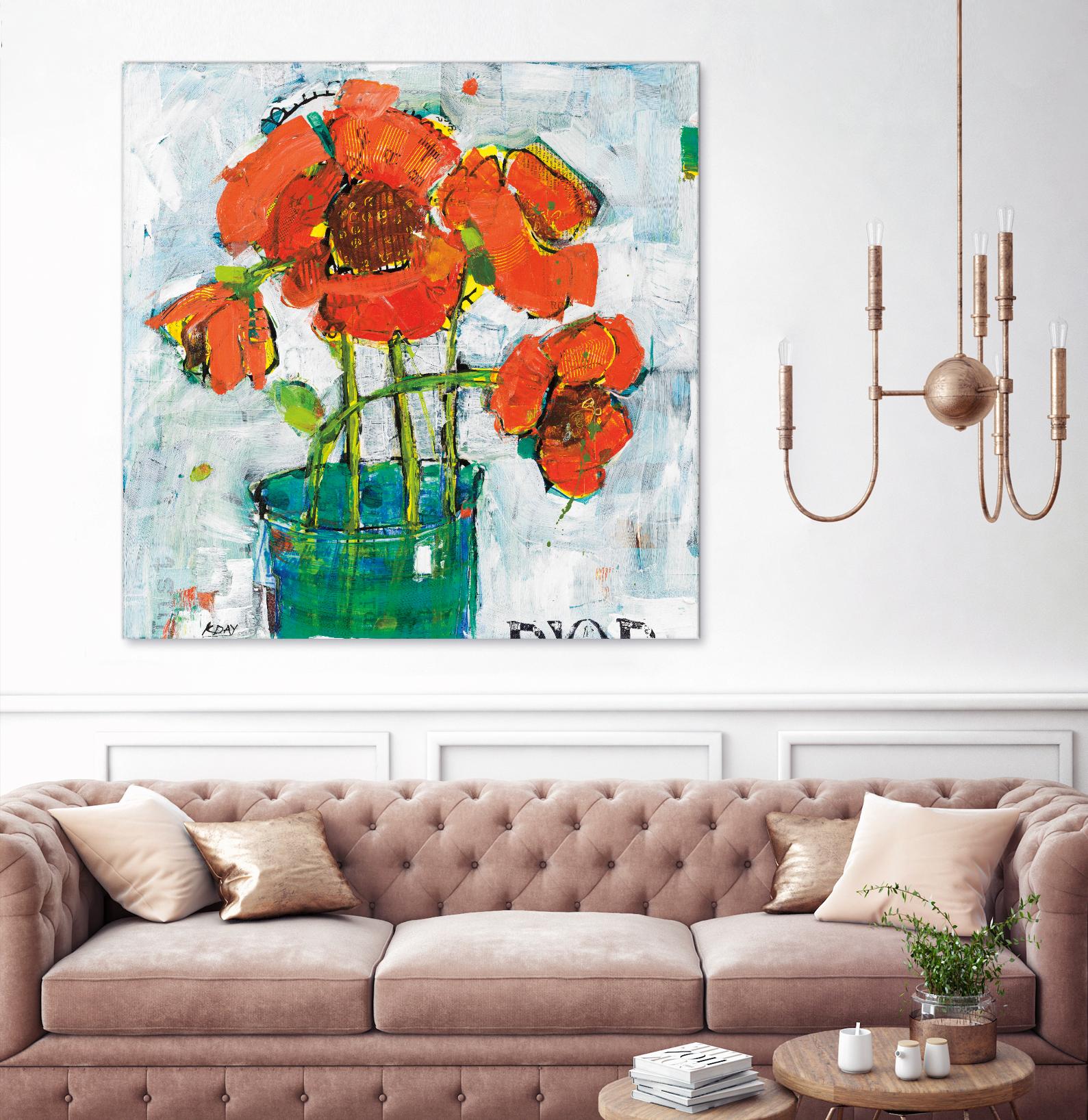 POP Original by Kellie Day on GIANT ART - turquoise floral