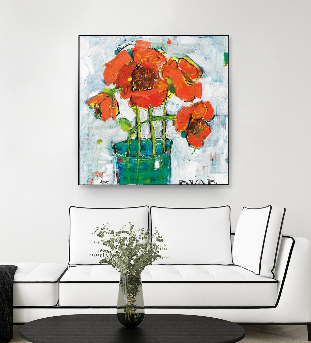 POP Original by Kellie Day on GIANT ART - turquoise floral