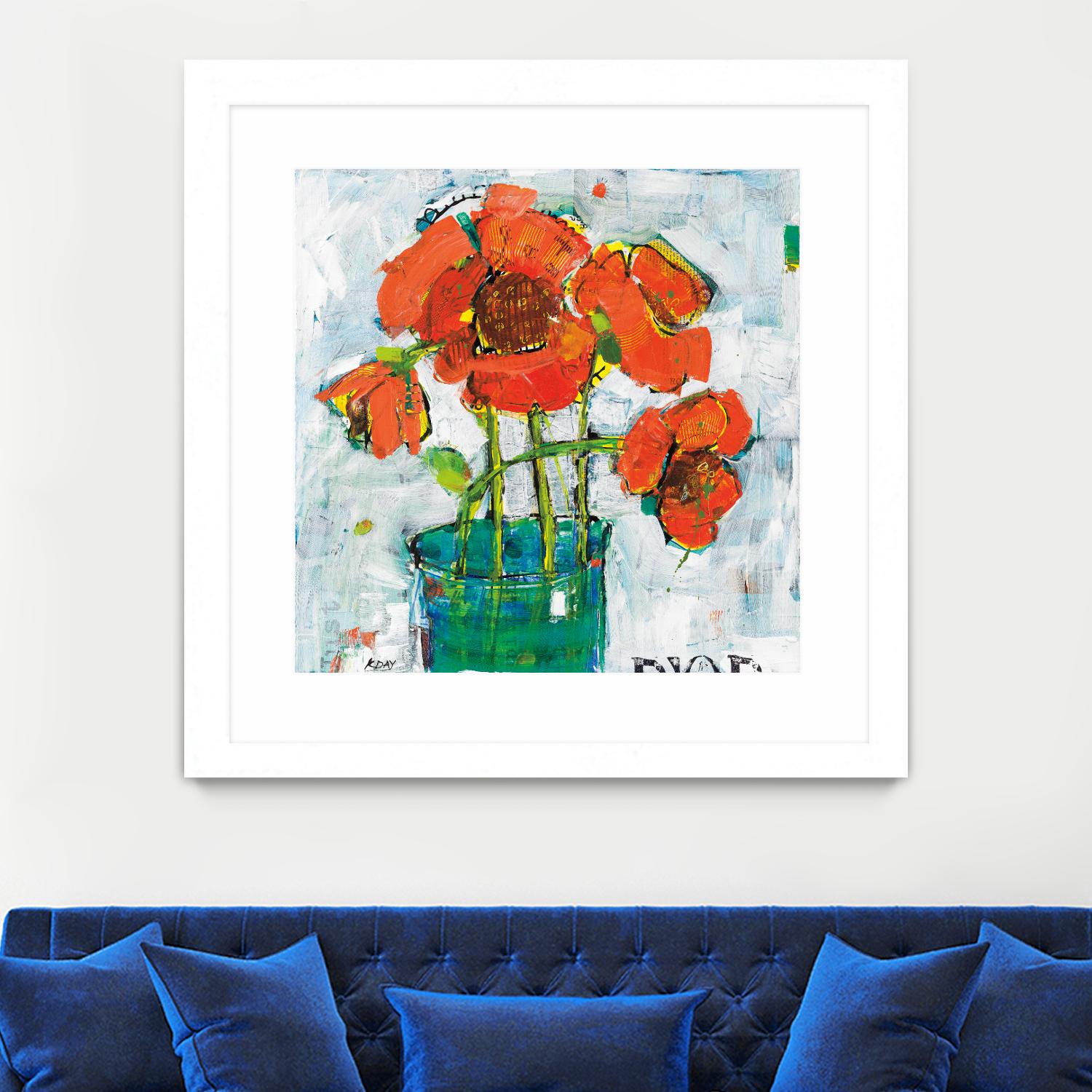 POP Original by Kellie Day on GIANT ART - turquoise floral