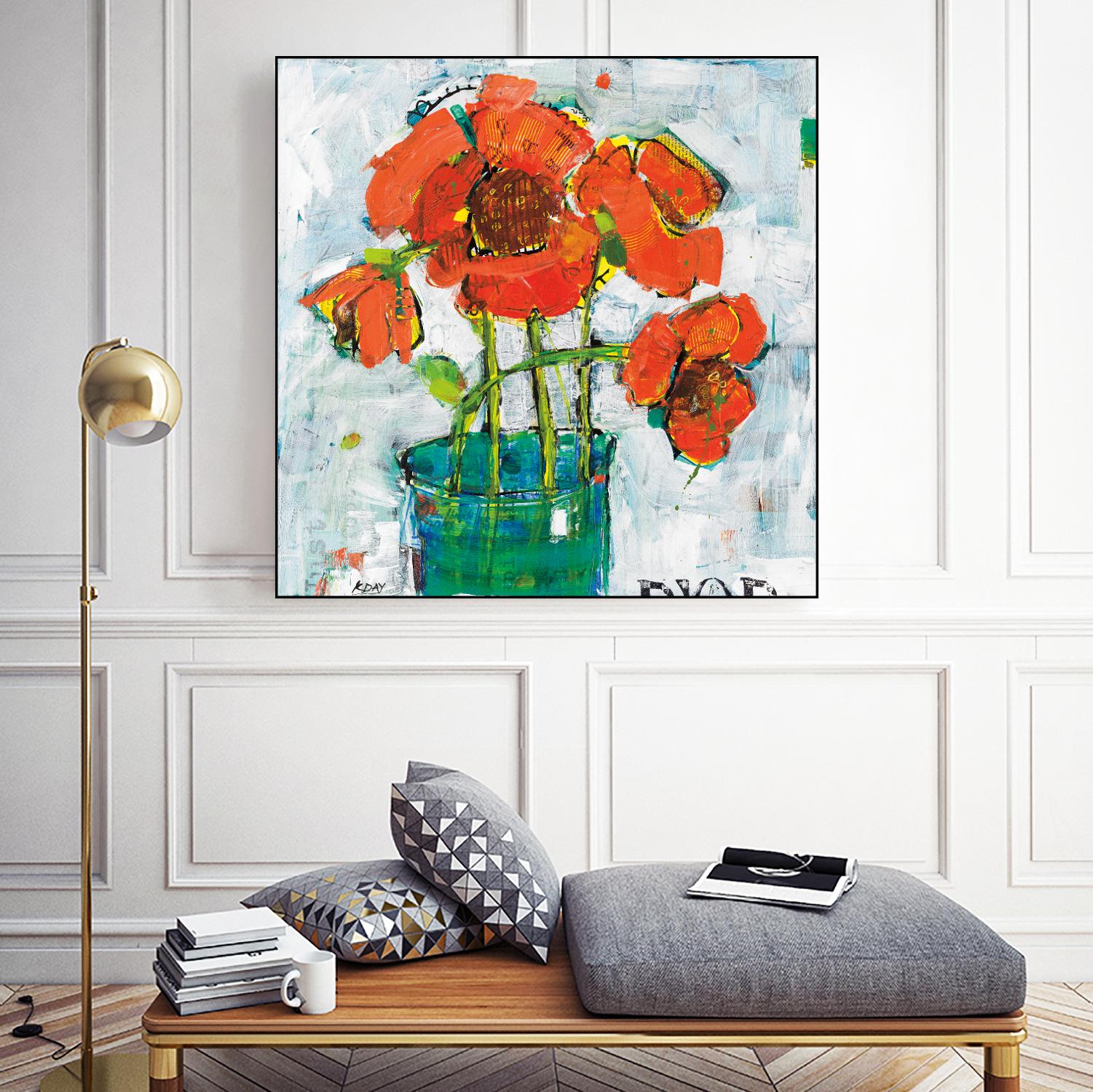 POP Original by Kellie Day on GIANT ART - turquoise floral