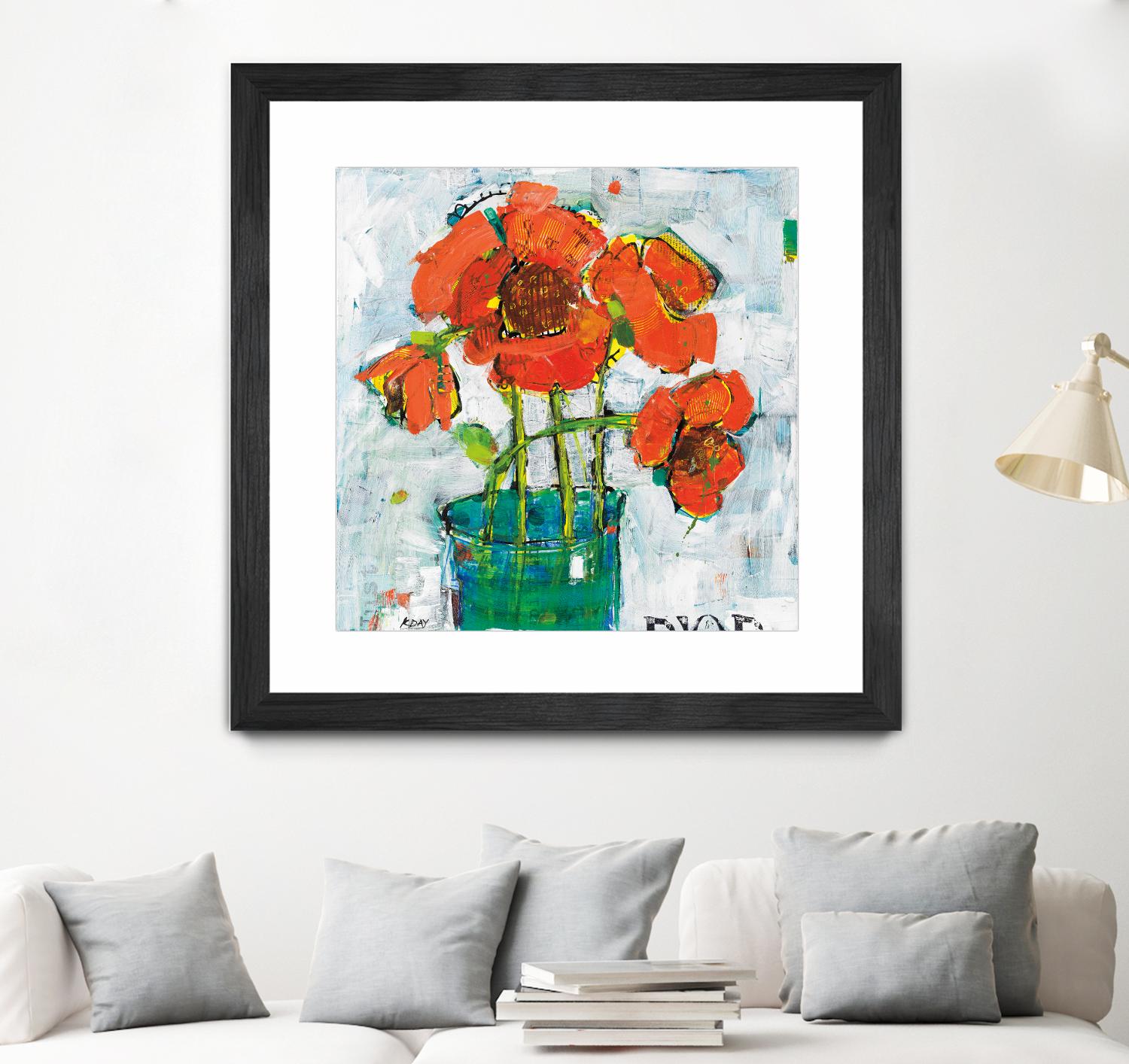 POP Original by Kellie Day on GIANT ART - turquoise floral