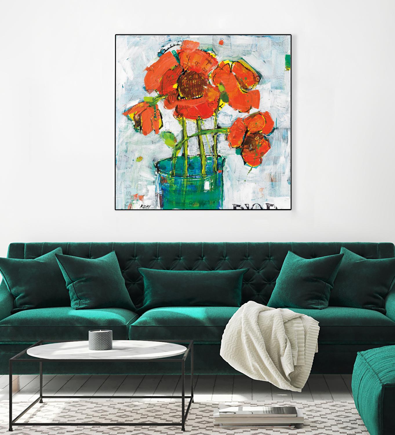 POP Original by Kellie Day on GIANT ART - turquoise floral