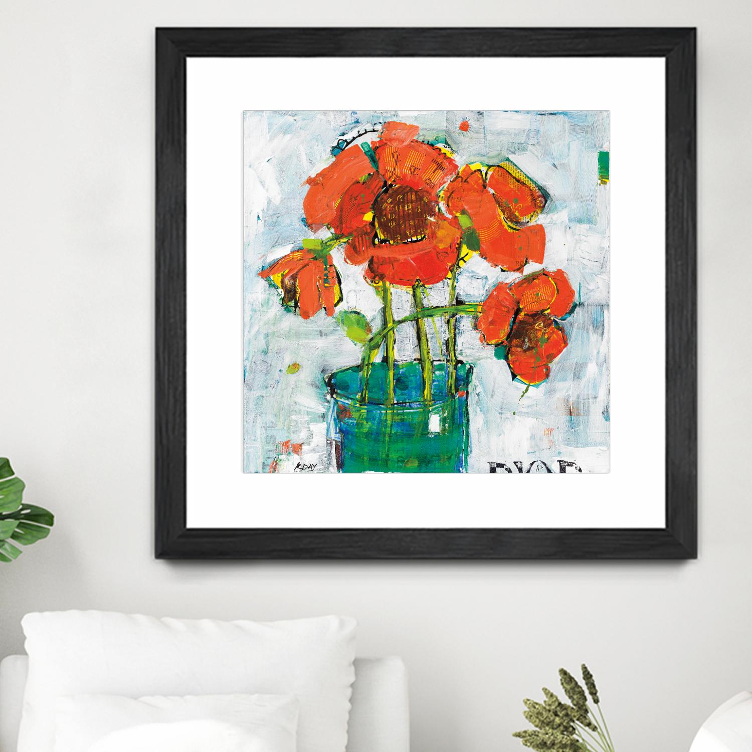 POP Original by Kellie Day on GIANT ART - turquoise floral