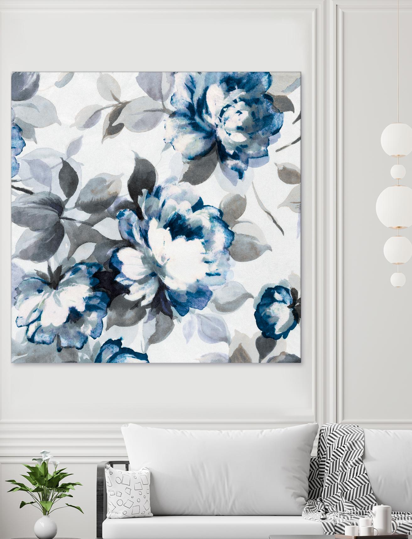 Scent of Roses Indigo II by Portfolio on GIANT ART - grey floral
