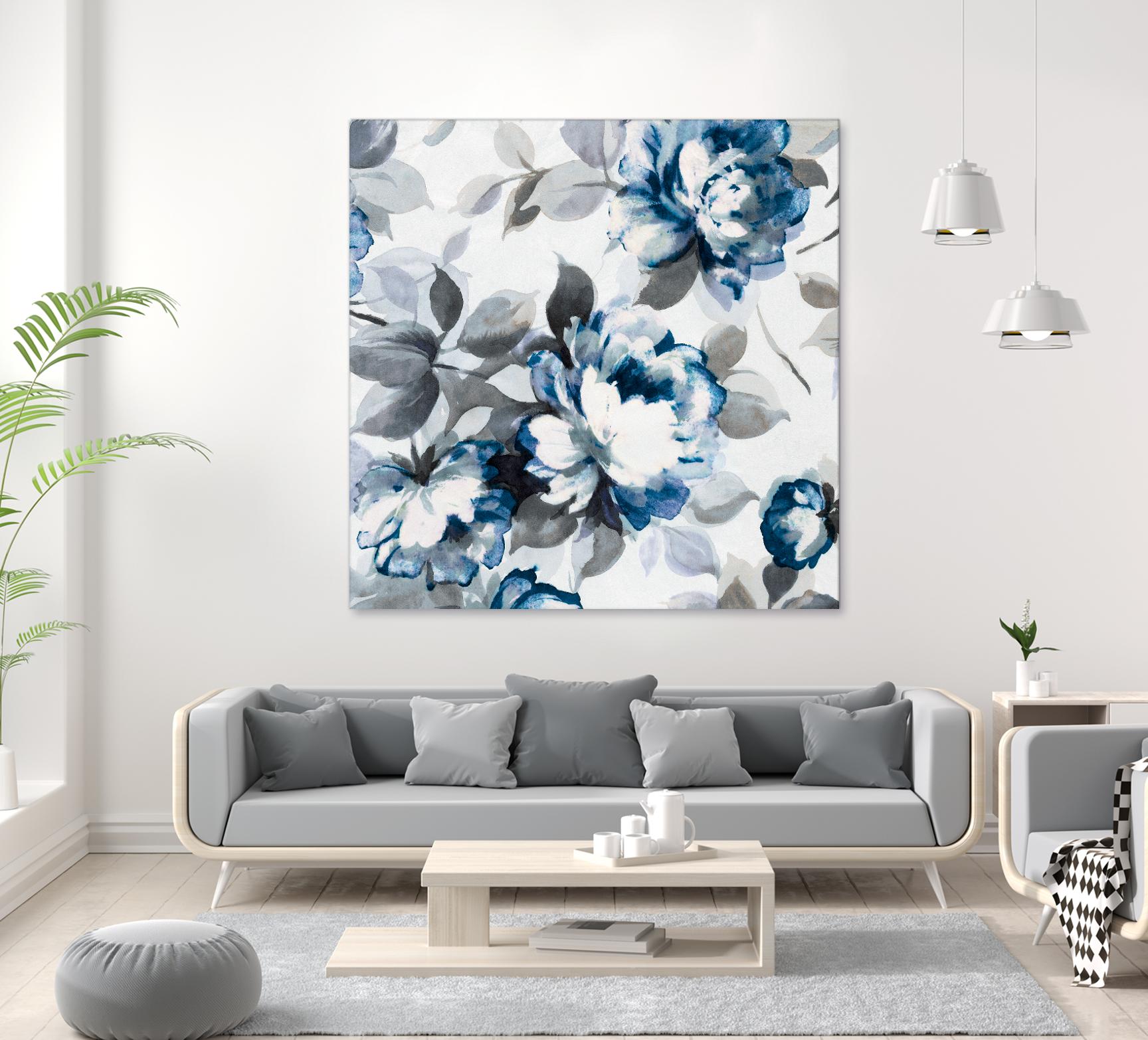 Scent of Roses Indigo II by Portfolio on GIANT ART - grey floral