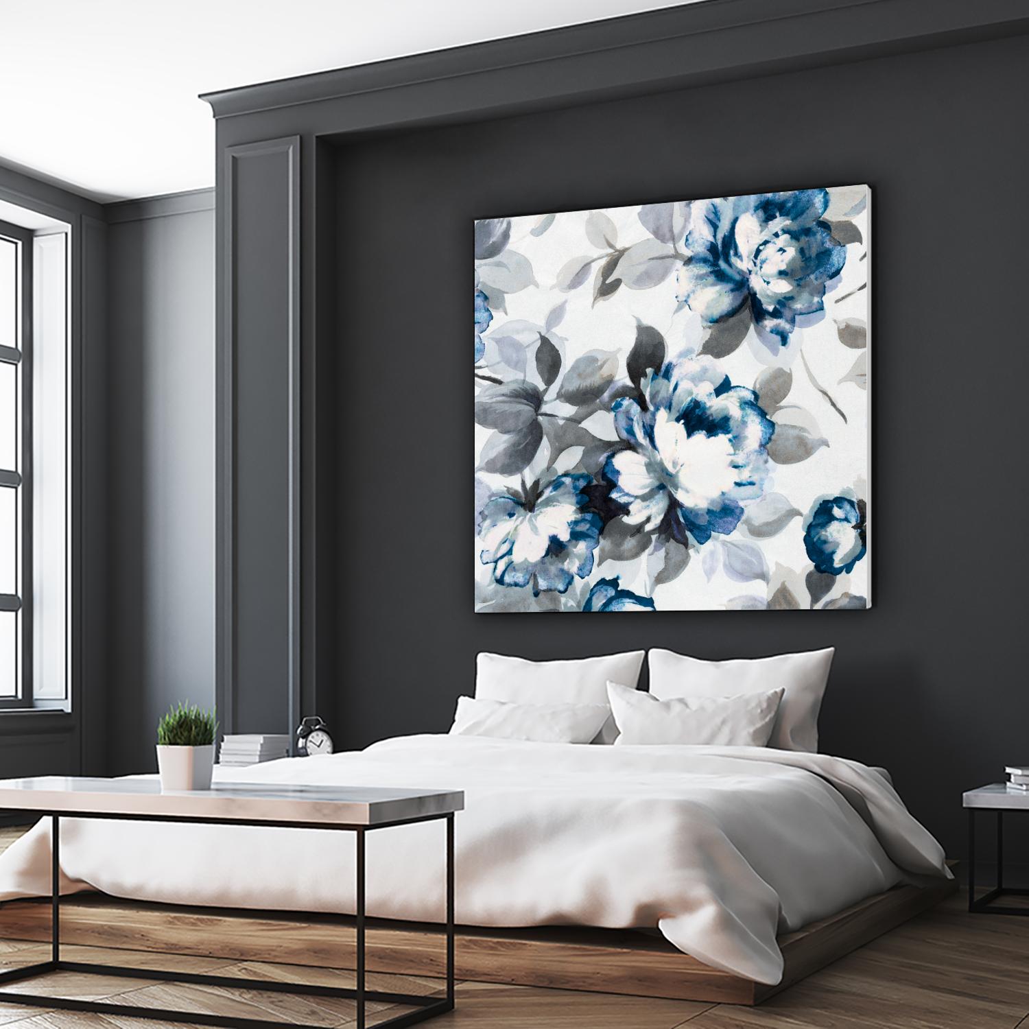 Scent of Roses Indigo II by Portfolio on GIANT ART - grey floral