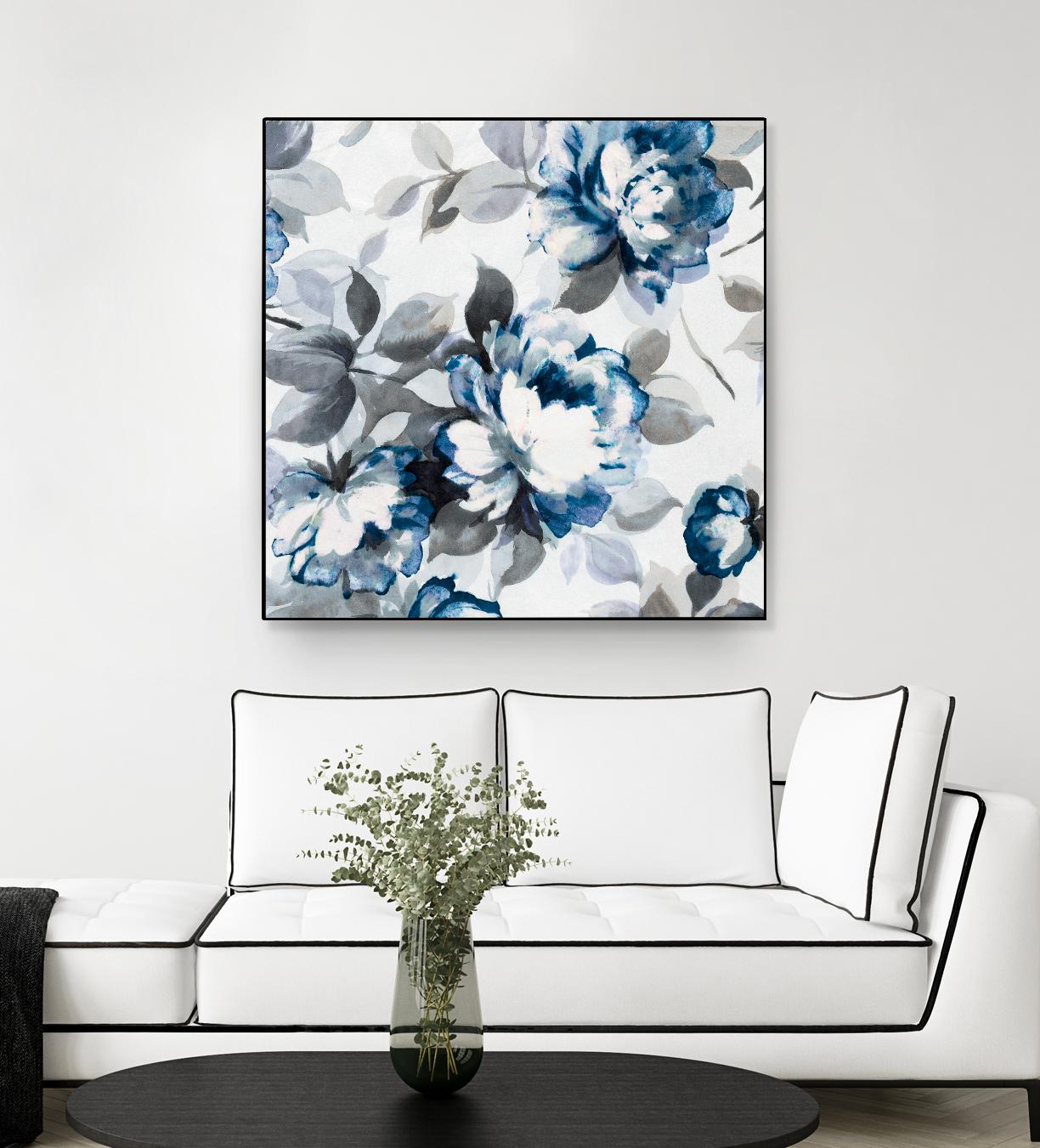Scent of Roses Indigo II by Portfolio on GIANT ART - grey floral