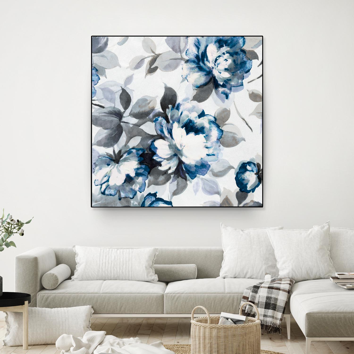 Scent of Roses Indigo II by Portfolio on GIANT ART - grey floral