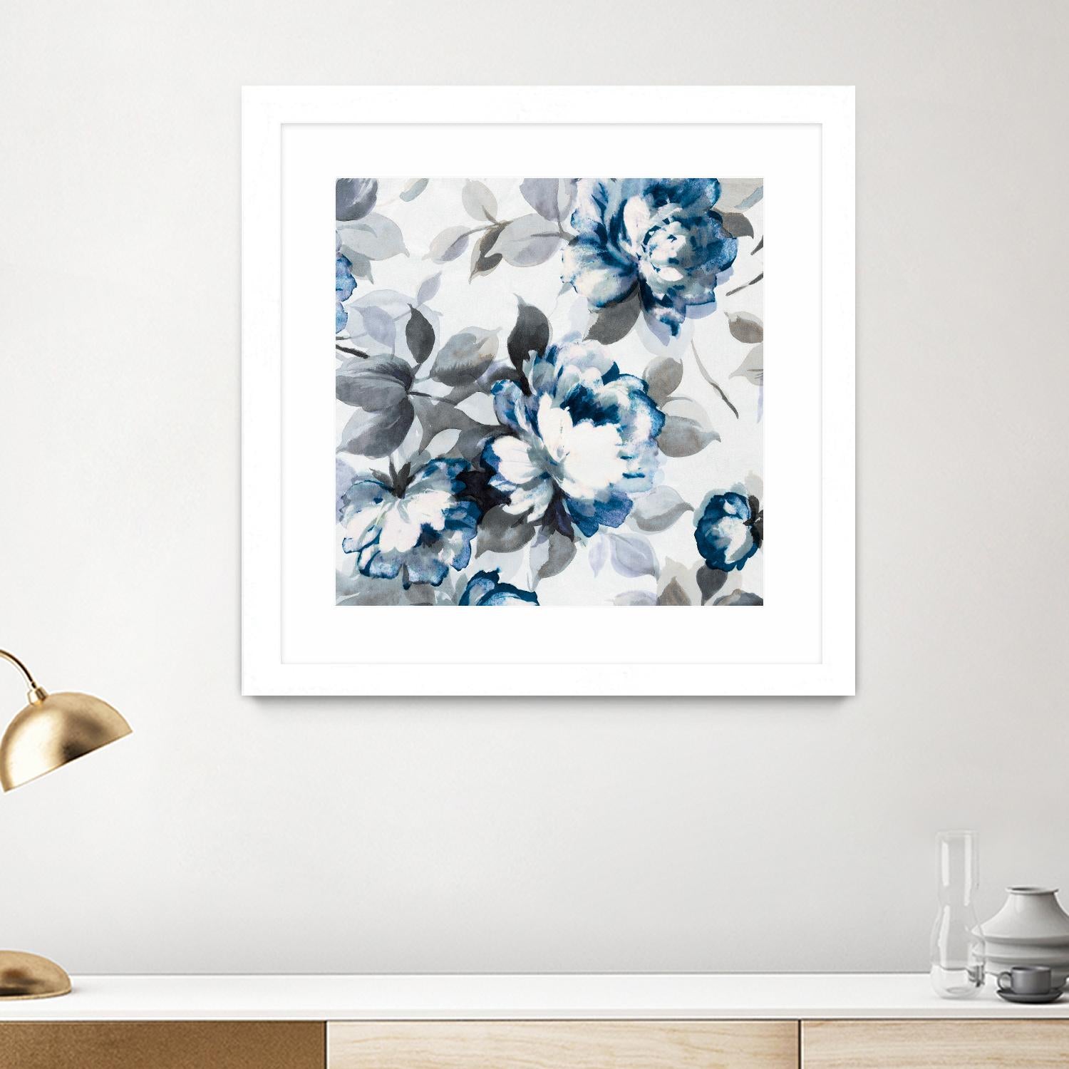 Scent of Roses Indigo II by Portfolio on GIANT ART - grey floral