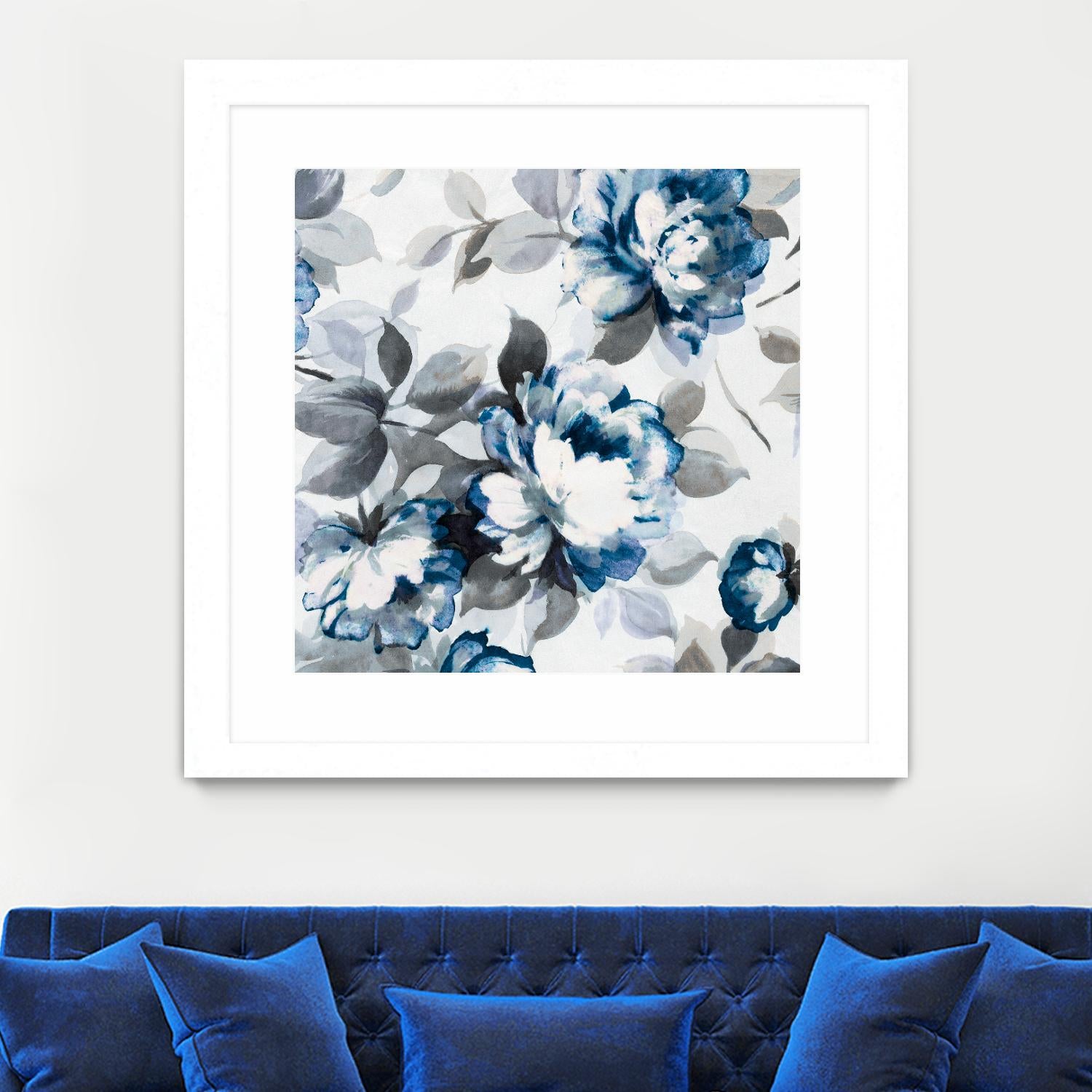 Scent of Roses Indigo II by Portfolio on GIANT ART - grey floral