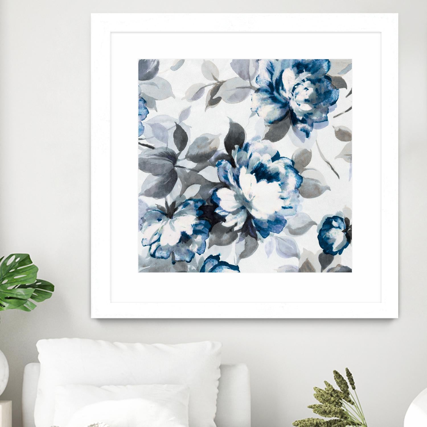 Scent of Roses Indigo II by Portfolio on GIANT ART - grey floral